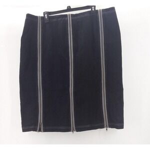 The Jeanius Look Randolph Duke Dark Denim Skirt Size 22W‎ Zippers Galore